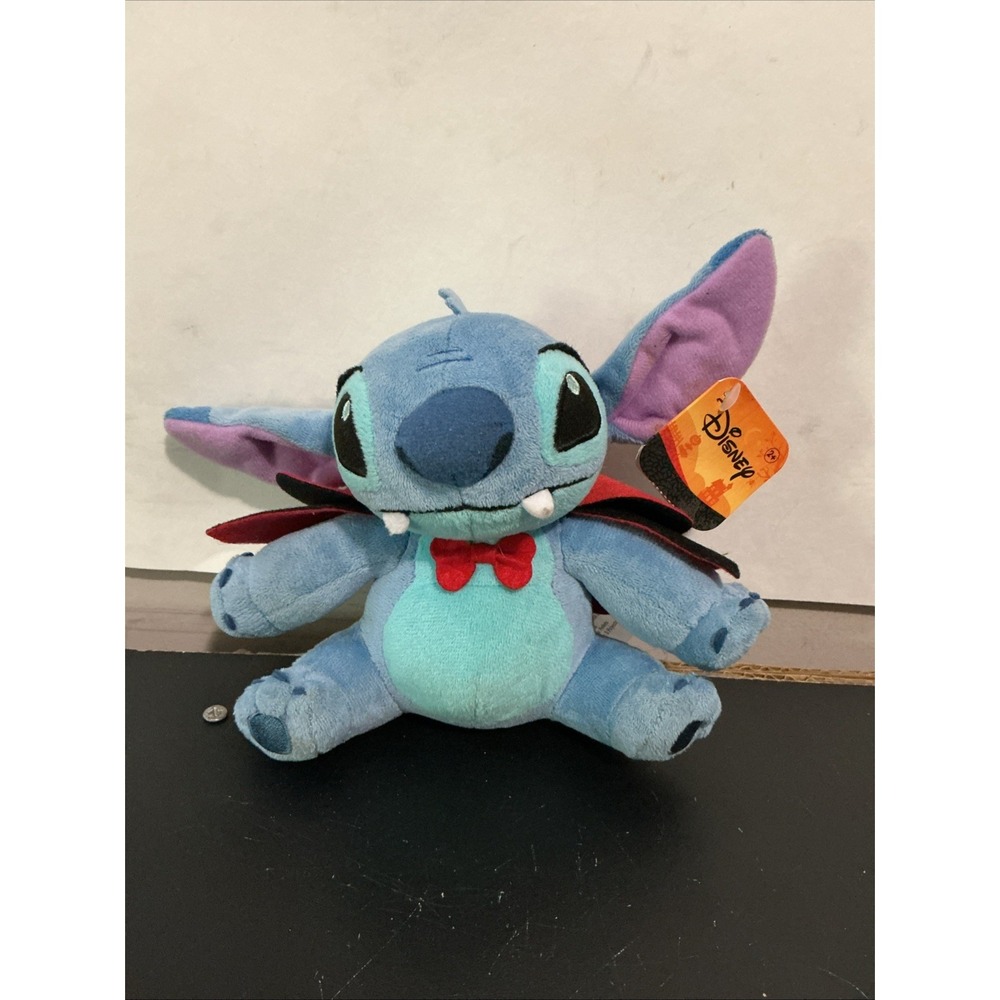 Disney Lilo And Stitch Halloween Vampire Plush 6” Red Bow Tie Felt Cape Fangs